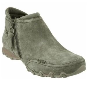Skechers Bikers Zippiest Sage Suede Wedge Zip Comfort Ankle Boot W 7